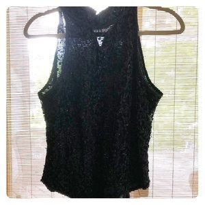 Black beaded top, not cropped but best fit for cat